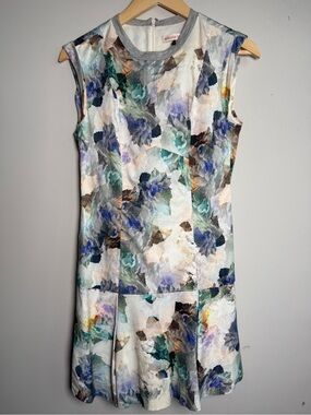Rebecca Taylor Enchanted Gardens Floral Drop Waist Cap Sleeve Dress Sz 4